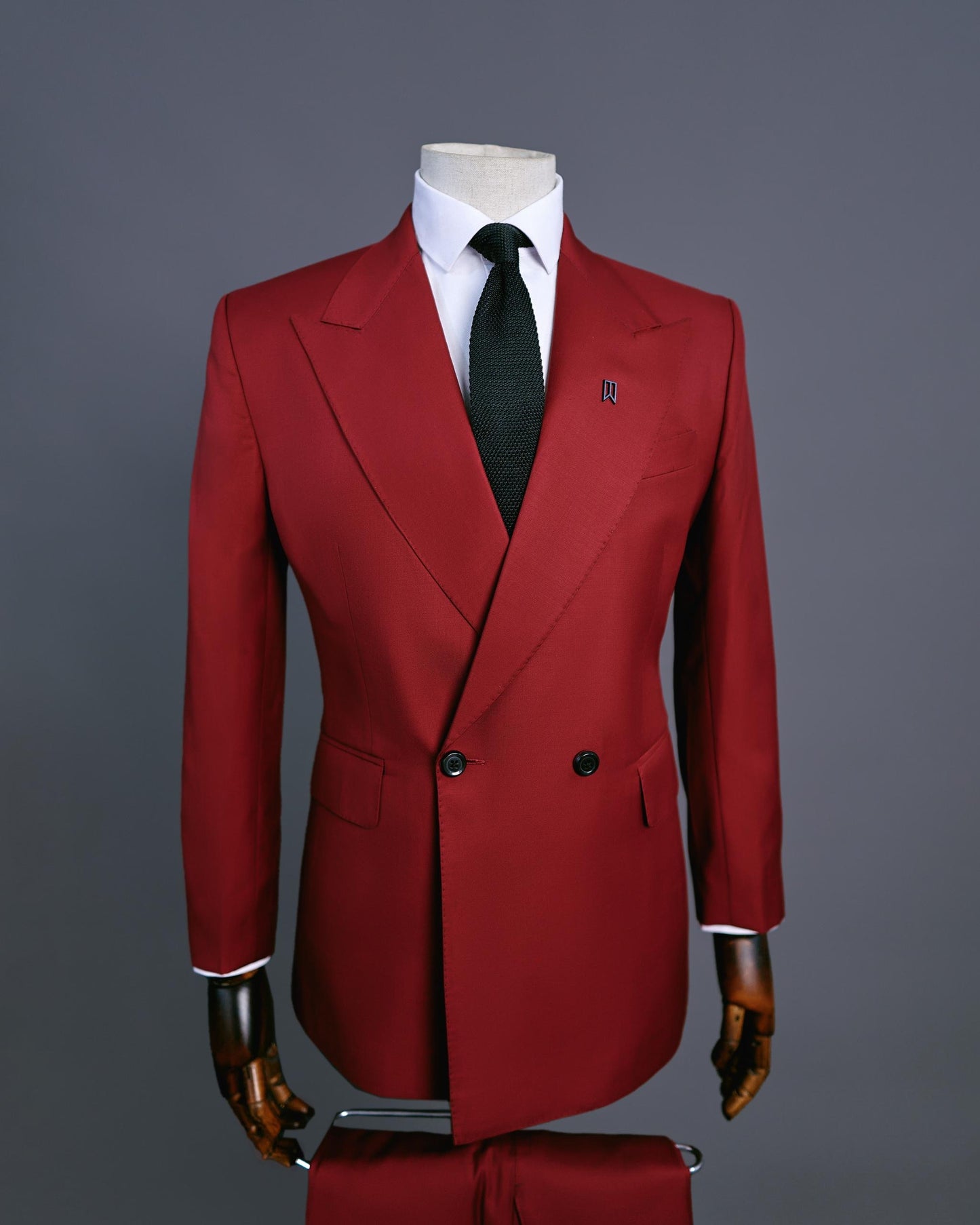 A Wine Red Double Breasted Two Piece Suit