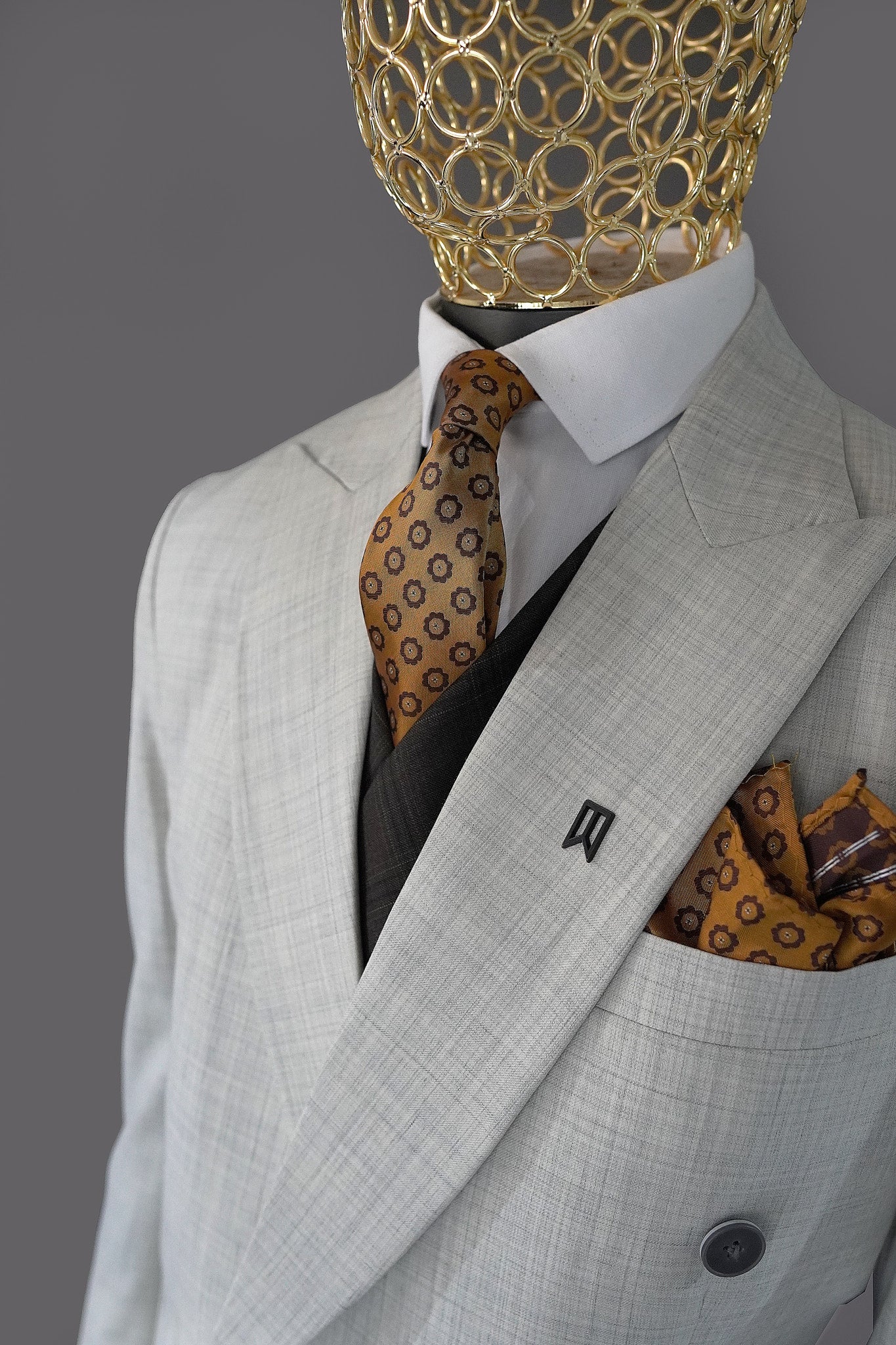 Beige Double Breasted Irish three Piece Suit