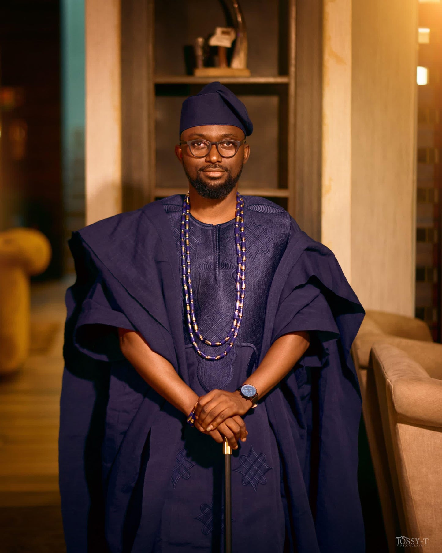 Navy Blue Aso Oke Agbada