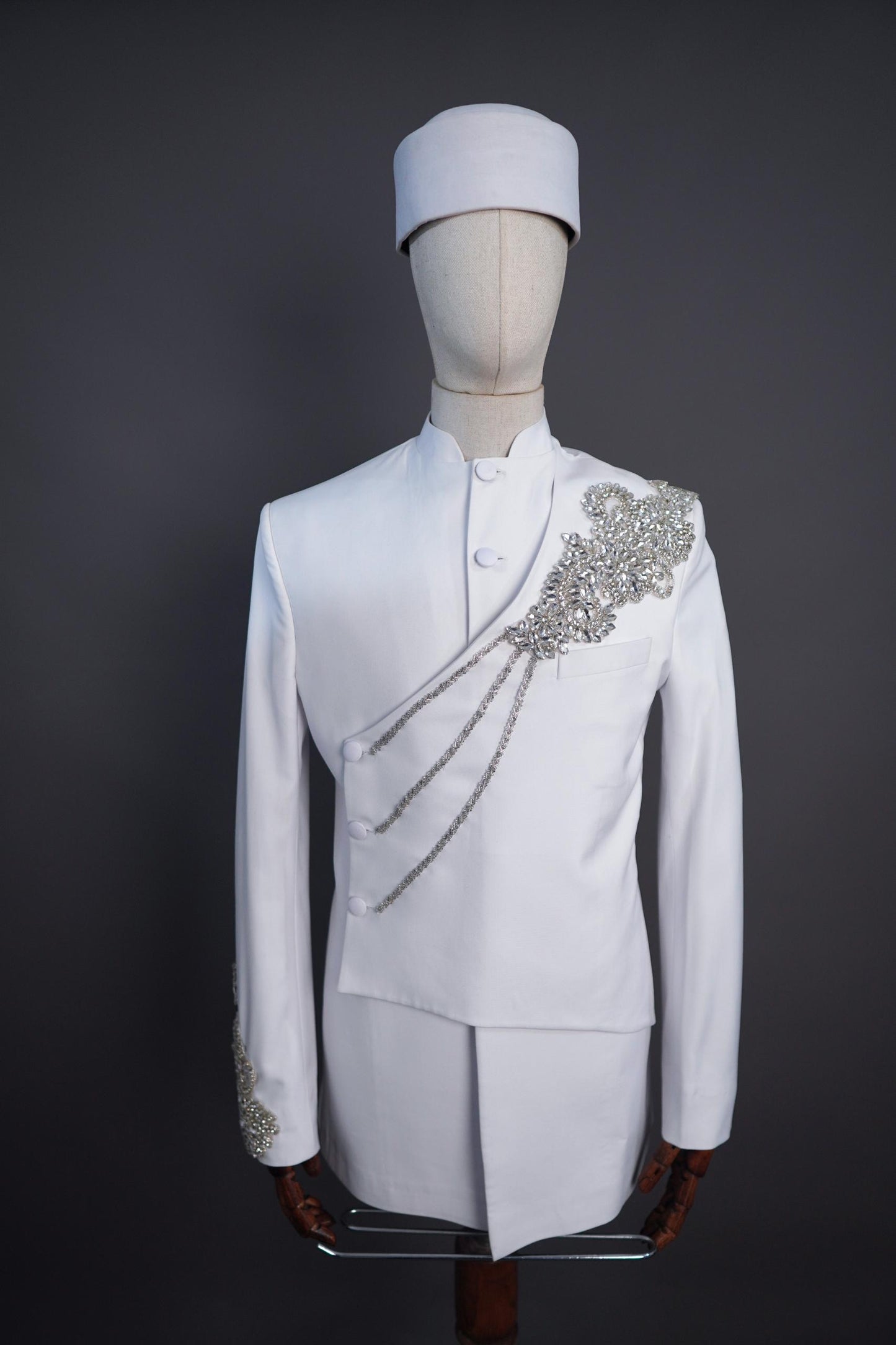 White Safari Suit with Bead