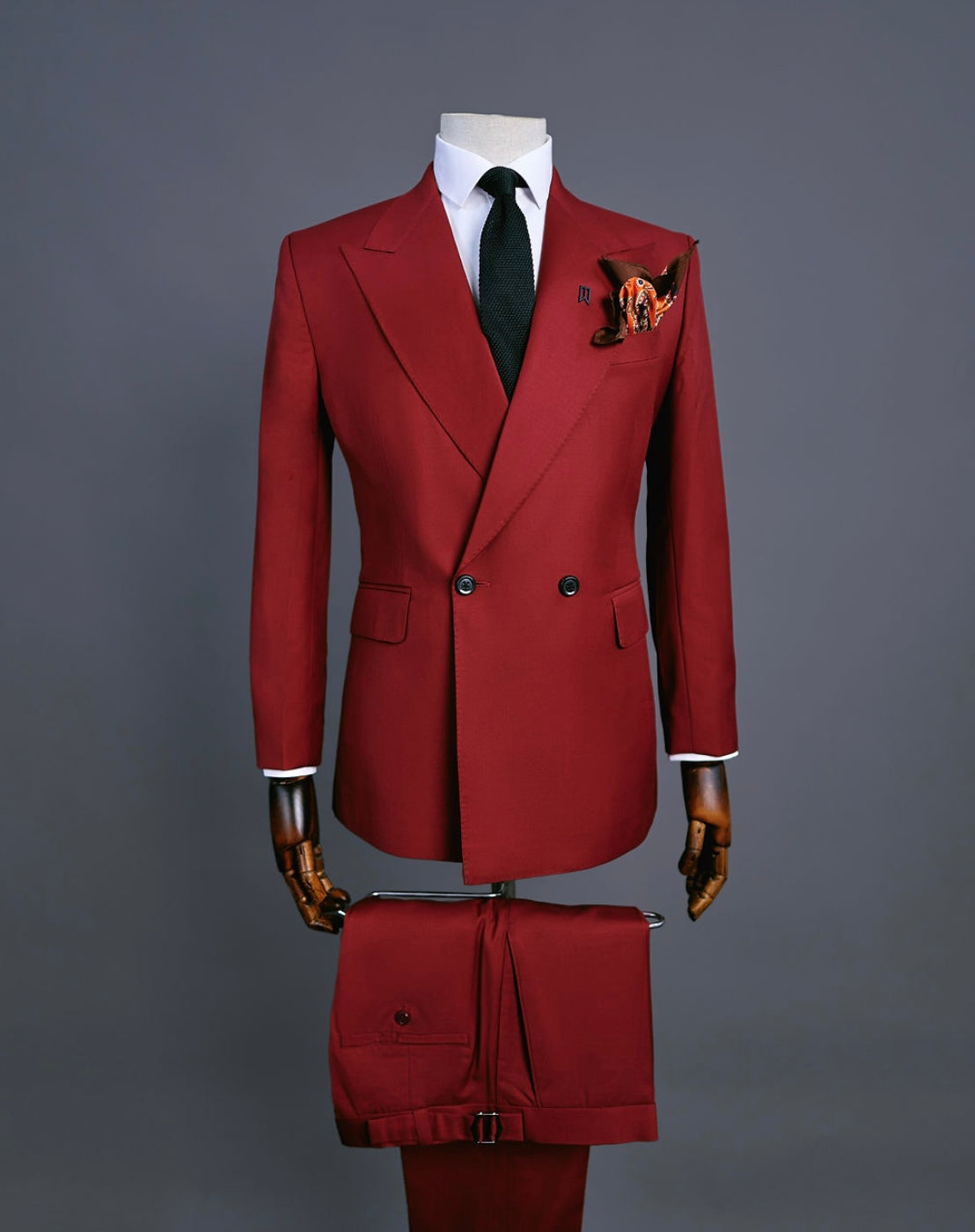 A Wine Red Double Breasted Two Piece Suit