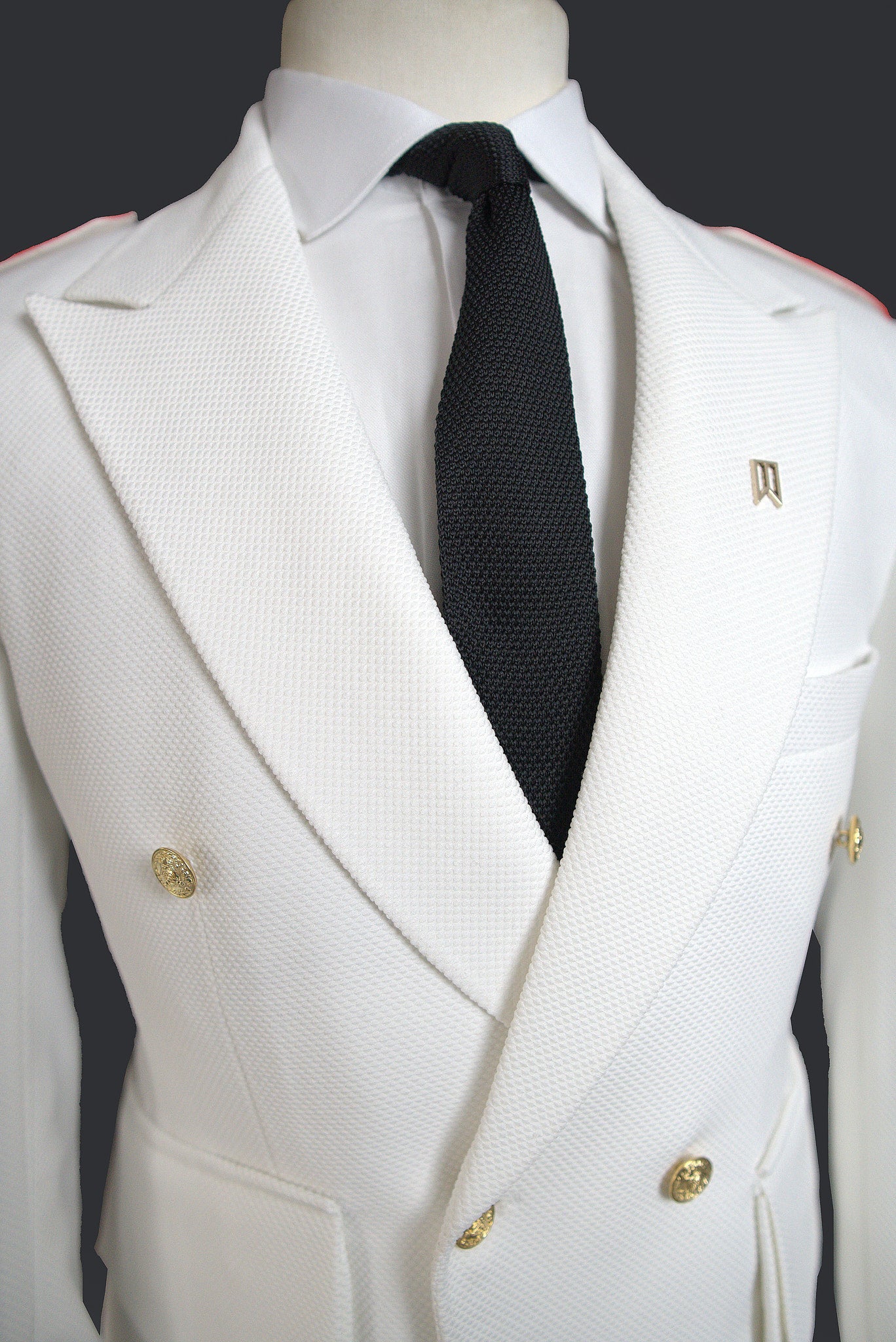 Ivory Double Breasted Custom Military Suit