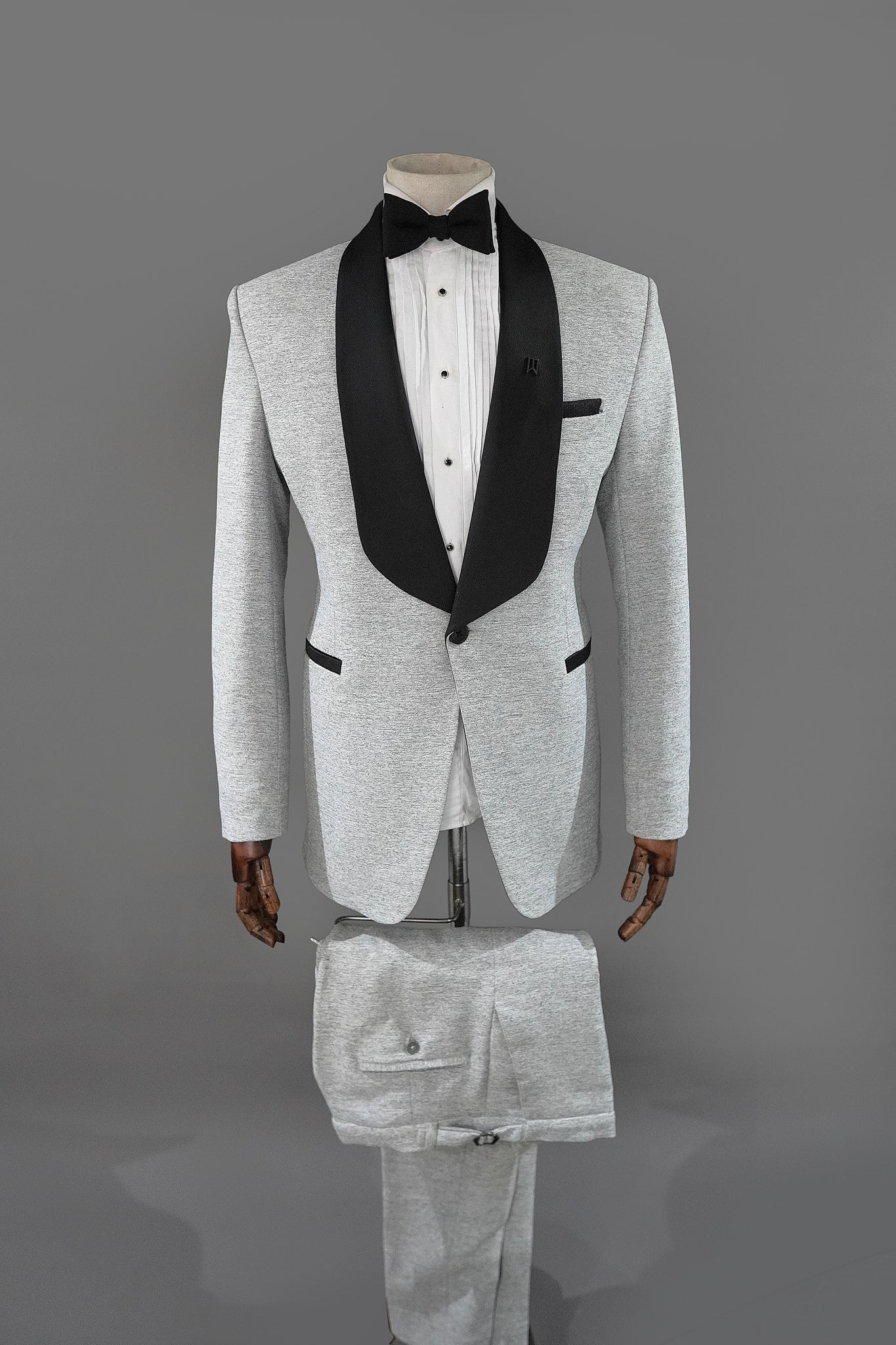 Light Grey Worsted Wool Two Piece Tuxedo