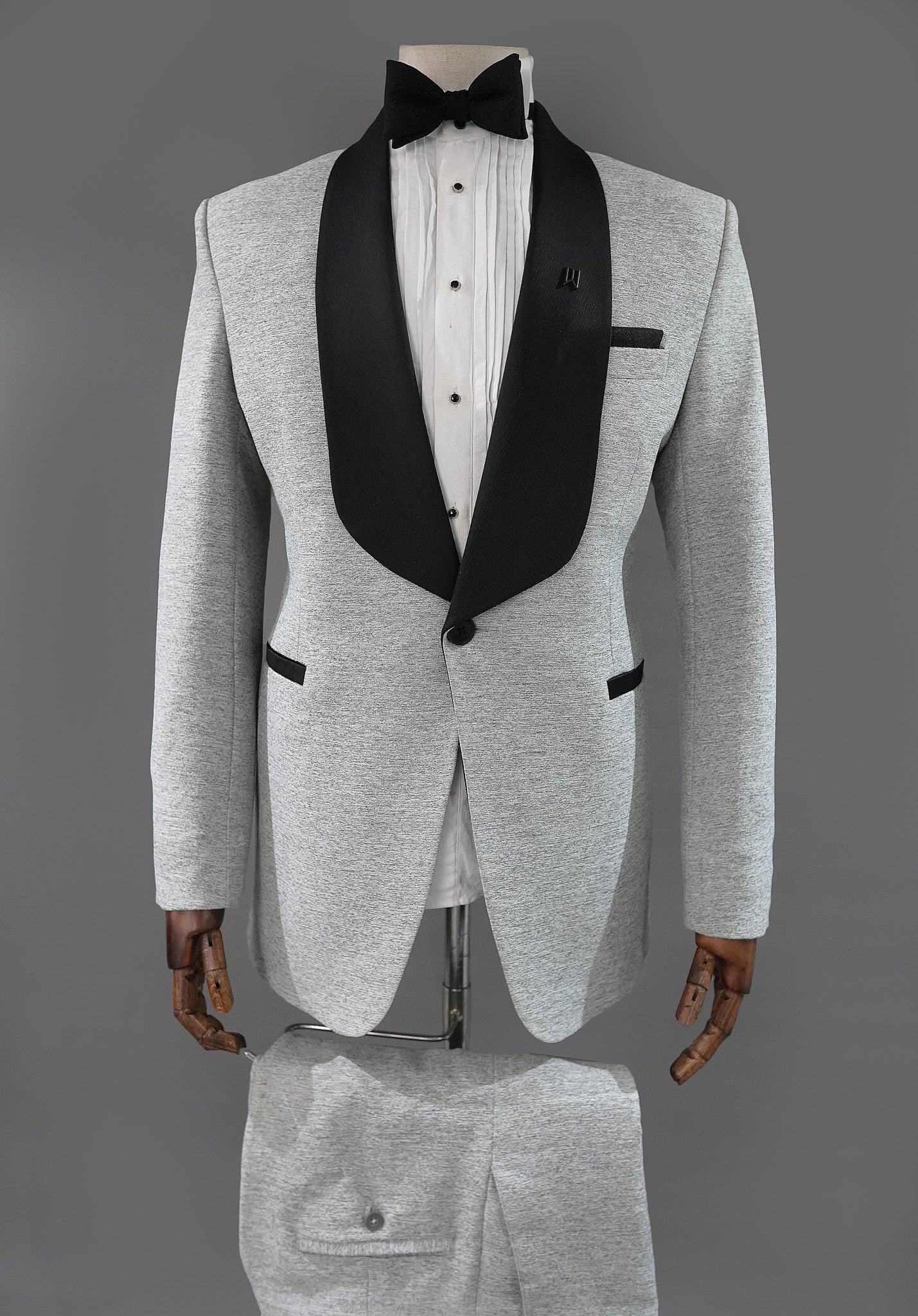 Light Grey Worsted Wool Two Piece Tuxedo