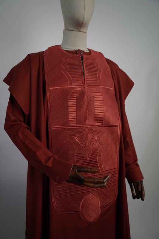 Burnt Orange Three Piece Agbada