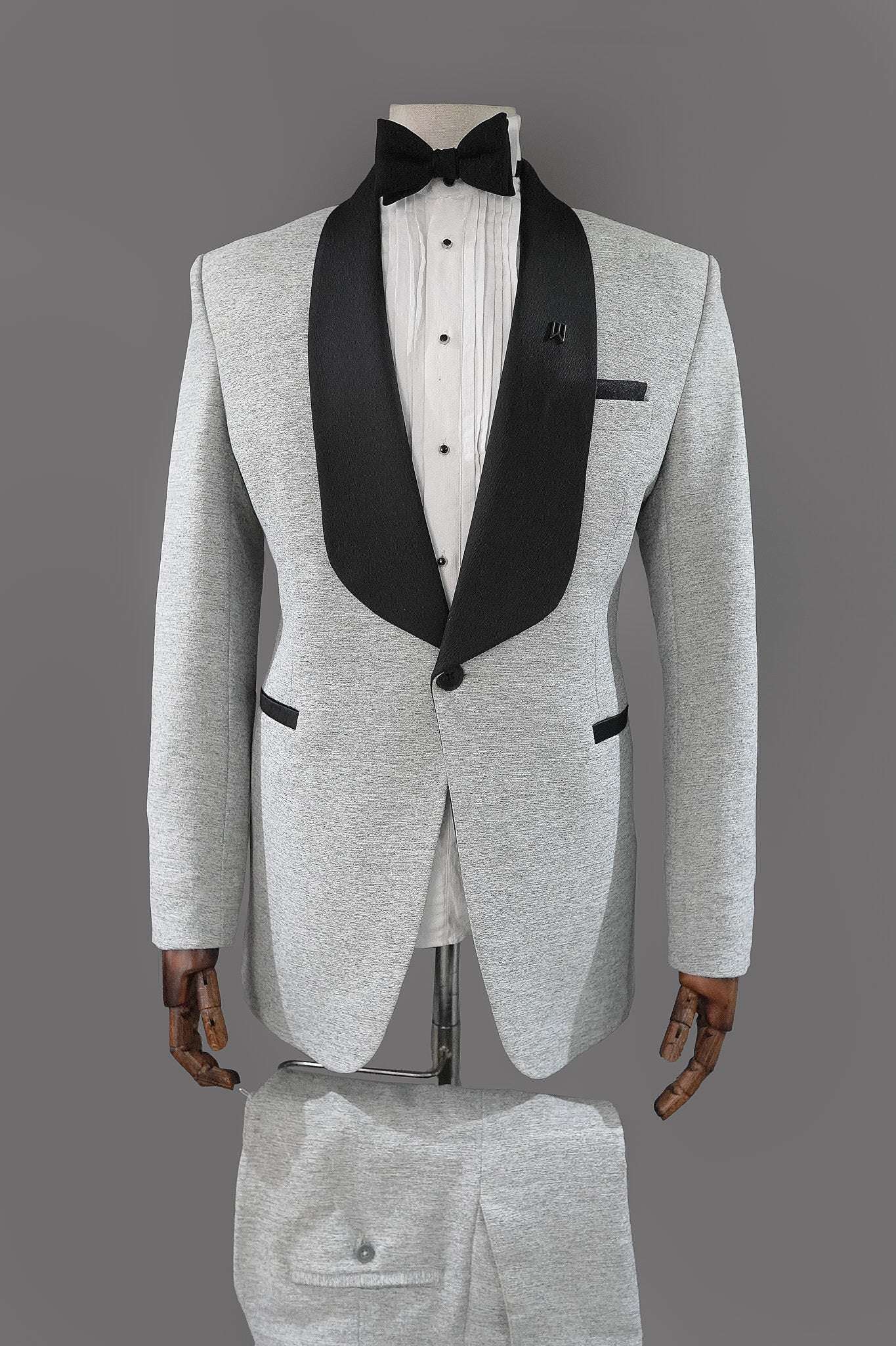 Light Grey Worsted Wool Two Piece Tuxedo