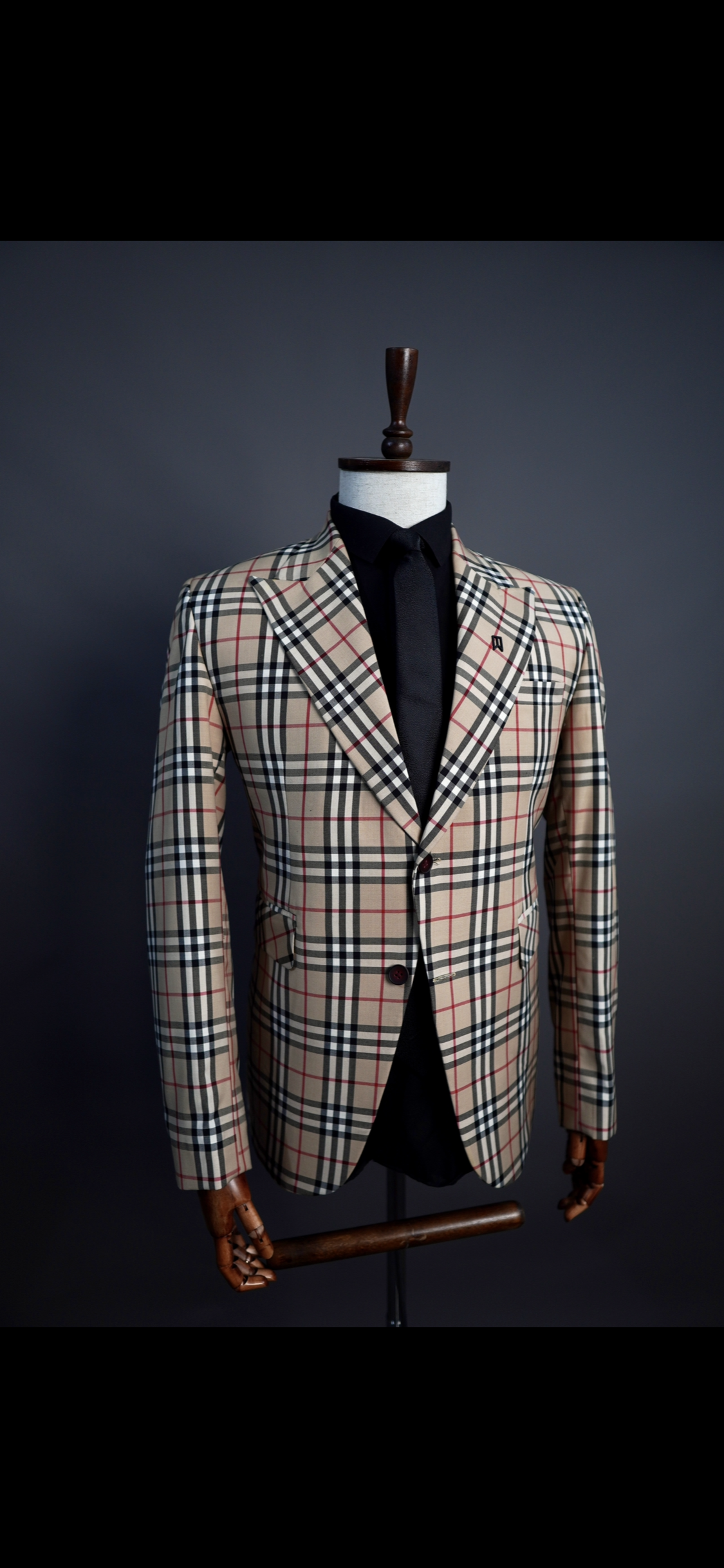 Brown Checkered Two Button Blazer