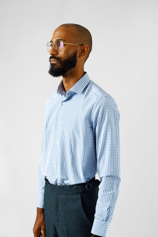 Sky blue checkered shirt